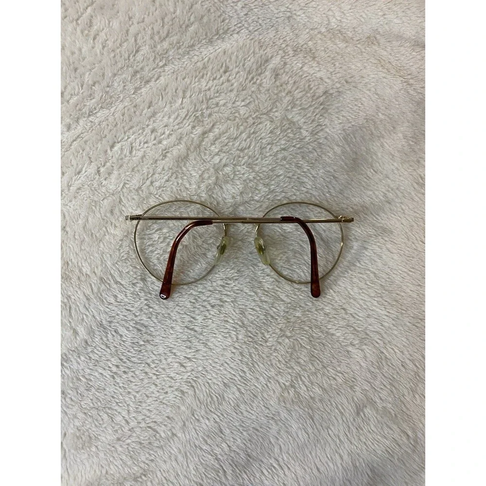 VTG 80s Vienna Line 1554 gold finish round eyeglasses frame Germany 40-52-20-140